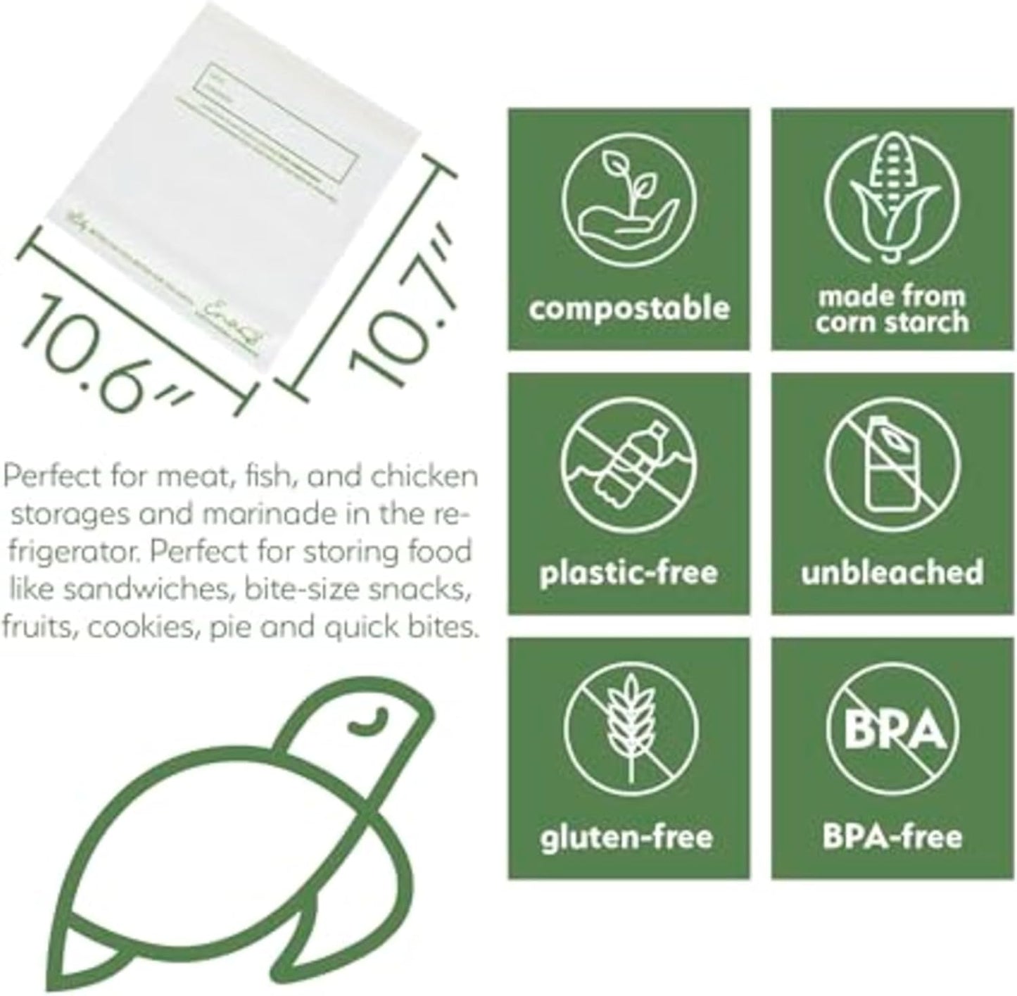 100% Compostable Food Storage Bags [Gallon 400 Pack] Eco-Friendly Freezer Bags, Resealable Bags, Heavy-Duty, Reusable, Off-White by Earth's Natural Alternative