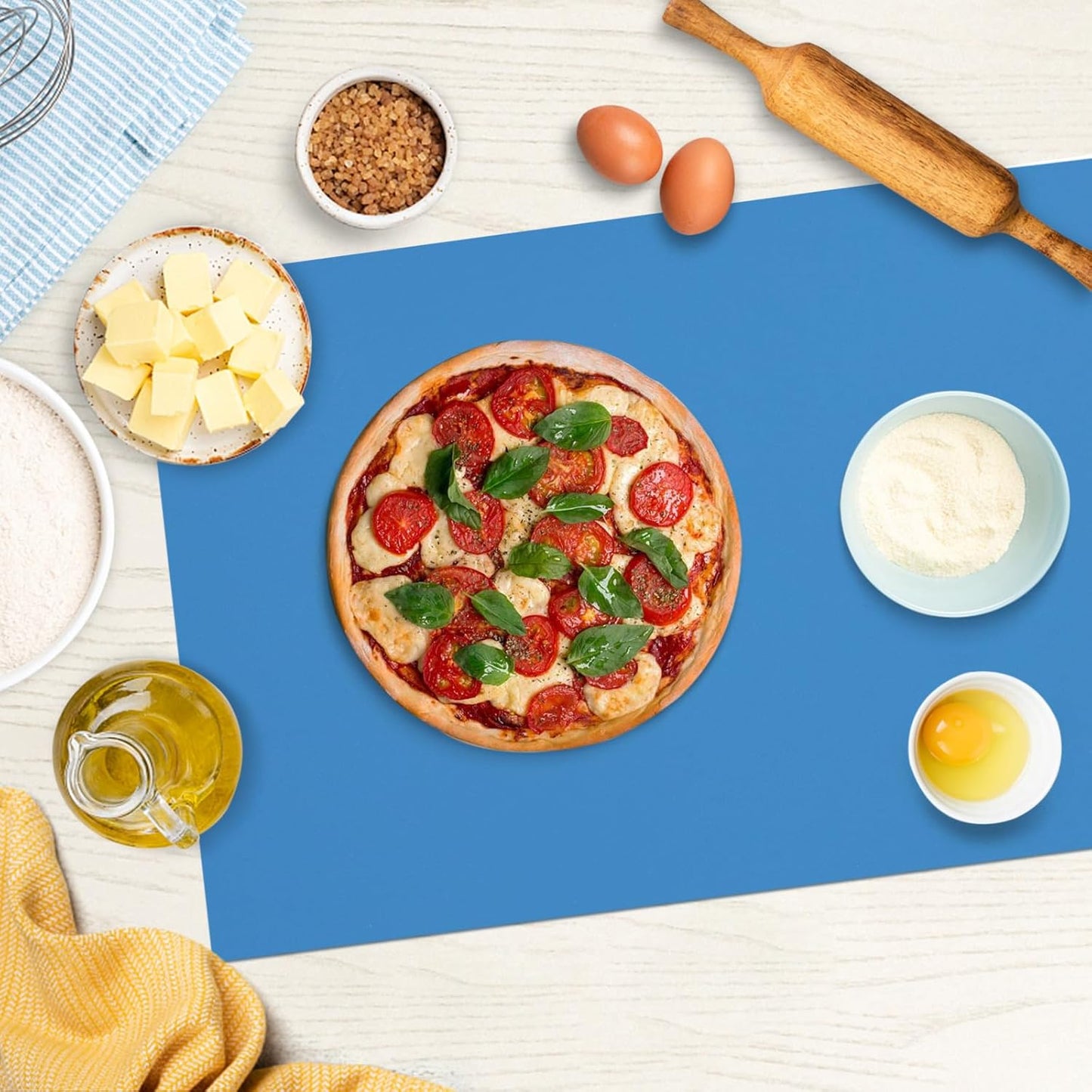 Silicone Mats for Kitchen Counter, Nonslip Silicone Mats for Crafts Countertop Protector Heat Resistant Mat (Light Blue, 78.7"L x 15.7"W)