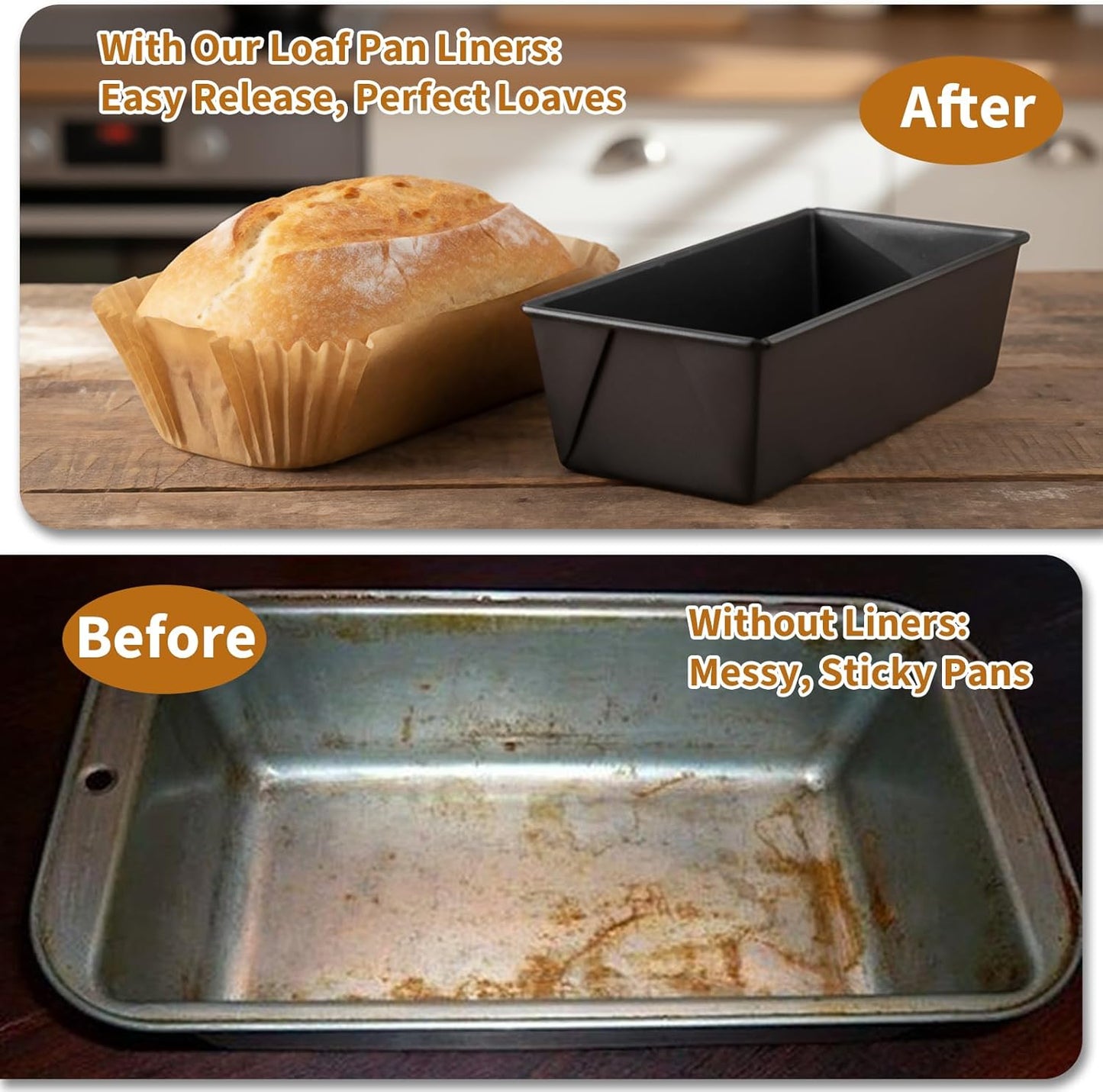 100 Pcs Loaf Pan Liners for Baking Bread 9x5 Inch, Disposable Non-Stick Bread Pan Liners, Pre Formed Rectangle Parchment Paper, Perfect for Baking Banana Bread, Cakes, Sourdough Bread(Brown)